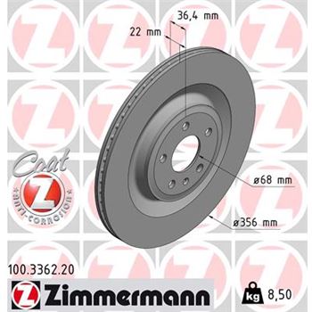 discos de freno coche - Disco de freno eje trasero (Gama COAT Z) ZIMMERMANN 100336220