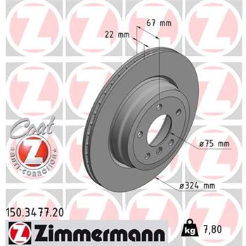 discos de freno coche - Disco de freno eje trasero (Gama COAT Z) ZIMMERMANN 150347720