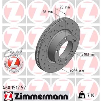 discos de freno coche - Disco de freno eje delantero (Gama SPORT COAT Z) ZIMMERMANN 460151252
