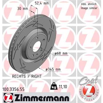 discos de freno coche - Disco de freno eje delantero, derecha (Gama BLACK Z) ZIMMERMANN 100335655