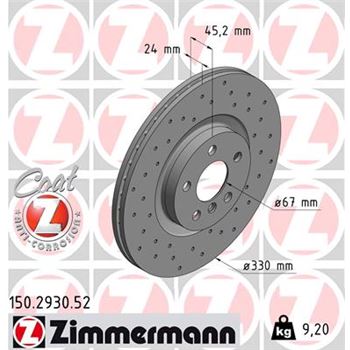 discos de freno coche - Disco de freno eje delantero (Gama SPORT COAT Z) ZIMMERMANN 150293052