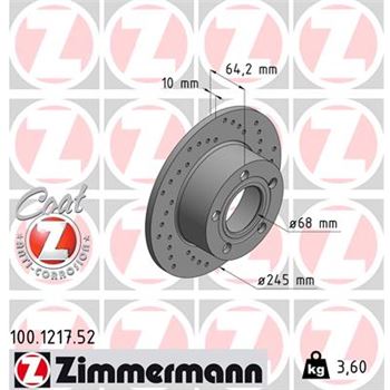 discos de freno coche - Disco de freno eje trasero (Gama SPORT COAT Z) ZIMMERMANN 100121752