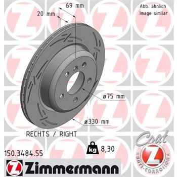 discos de freno coche - Disco de freno eje trasero, derecha (Gama BLACK Z) ZIMMERMANN 150348455