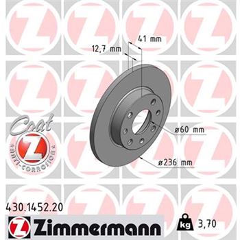 discos de freno coche - Disco de freno eje delantero (Gama COAT Z) ZIMMERMANN 430145220