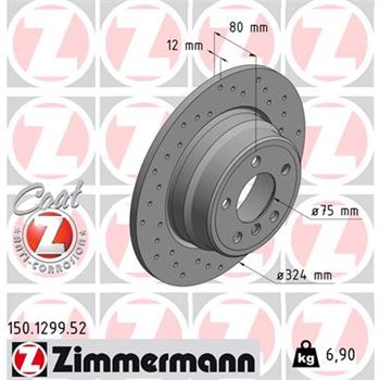 discos de freno coche - Disco de freno eje trasero (Gama SPORT COAT Z) ZIMMERMANN 150129952