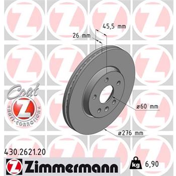 discos de freno coche - Disco de freno eje delantero (Gama COAT Z) ZIMMERMANN 430262120
