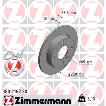 discos de freno coche - Disco de freno eje trasero (Gama COAT Z) ZIMMERMANN 380216720