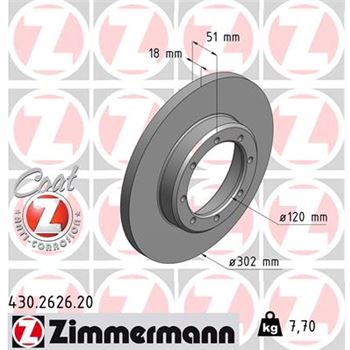 discos de freno coche - Disco de freno eje trasero (Gama COAT Z) ZIMMERMANN 430262620