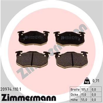 pastillas de freno coche - Juego de pastillas de freno ZIMMERMANN 209741101
