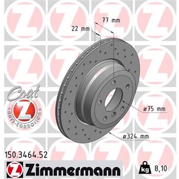 discos de freno coche - Disco de freno eje trasero (Gama SPORT COAT Z) ZIMMERMANN 150346452