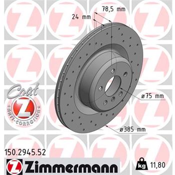 discos de freno coche - Disco de freno eje trasero (Gama SPORT COAT Z) ZIMMERMANN 150294552
