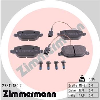 pastillas de freno coche - Juego de pastillas de freno ZIMMERMANN 238111802