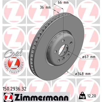 discos de freno coche - Disco de freno eje delantero, izquierda (Gama FORMULA F COAT Z) ZIMMERMANN 150293632