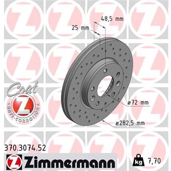 discos de freno coche - Disco de freno eje delantero (Gama SPORT COAT Z) ZIMMERMANN 370307452