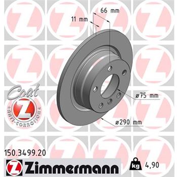 discos de freno coche - Disco de freno eje trasero (Gama COAT Z) ZIMMERMANN 150349920