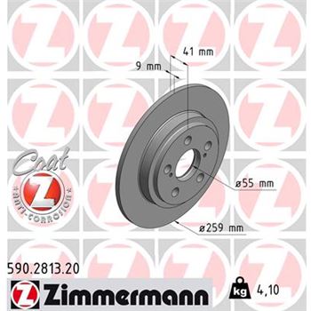 discos de freno coche - Disco de freno eje trasero (Gama COAT Z) ZIMMERMANN 590281320