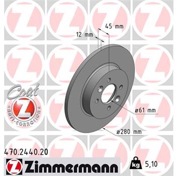 discos de freno coche - Disco de freno eje trasero (Gama COAT Z) ZIMMERMANN 470244020