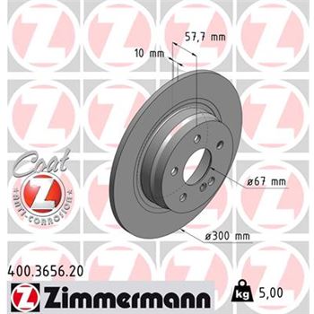 discos de freno coche - Disco de freno eje trasero (Gama COAT Z) ZIMMERMANN 400365620