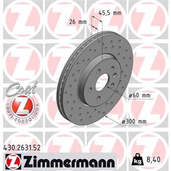 discos de freno coche - Disco de freno eje delantero (Gama SPORT COAT Z) ZIMMERMANN 430263152