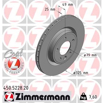 discos de freno coche - Disco de freno eje trasero (Gama COAT Z) ZIMMERMANN 450522820