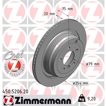 discos de freno coche - Disco de freno eje trasero (Gama COAT Z) ZIMMERMANN 450520620
