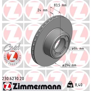 discos de freno coche - Disco de freno eje trasero (Gama COAT Z) ZIMMERMANN 230627020