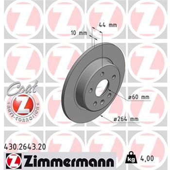discos de freno coche - Disco de freno eje trasero (Gama COAT Z) ZIMMERMANN 430264320
