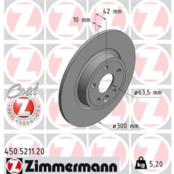 discos de freno coche - Disco de freno eje trasero (Gama COAT Z) ZIMMERMANN 450521120