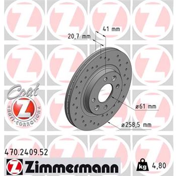 discos de freno coche - Disco de freno eje delantero (Gama SPORT COAT Z) ZIMMERMANN 470240952