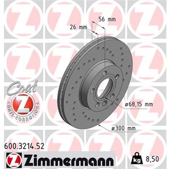 discos de freno coche - Disco de freno eje delantero (Gama SPORT COAT Z) ZIMMERMANN 600321452