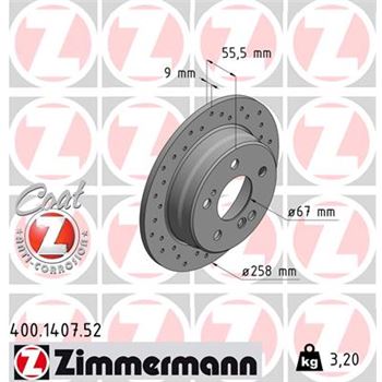 discos de freno coche - Disco de freno eje trasero (Gama SPORT COAT Z) ZIMMERMANN 400140752