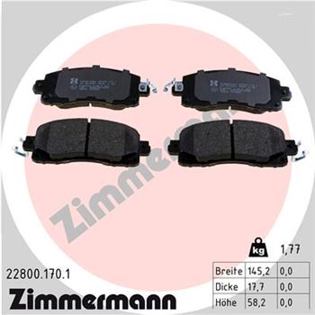 pastillas de freno coche - Juego de pastillas de freno ZIMMERMANN 228001701