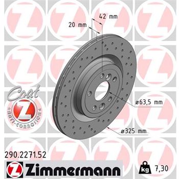 discos de freno coche - Disco de freno eje trasero (Gama SPORT COAT Z) ZIMMERMANN 290227152