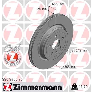 discos de freno coche - Disco de freno eje trasero (Gama COAT Z) ZIMMERMANN 550560020