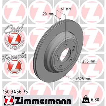 discos de freno coche - Disco de freno eje trasero, derecha (Gama FORMULA Z) ZIMMERMANN 150345675