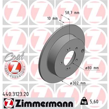 discos de freno coche - Disco de freno eje trasero (Gama COAT Z) ZIMMERMANN 440312320