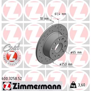discos de freno coche - Disco de freno eje trasero (Gama SPORT COAT Z) ZIMMERMANN 600325852