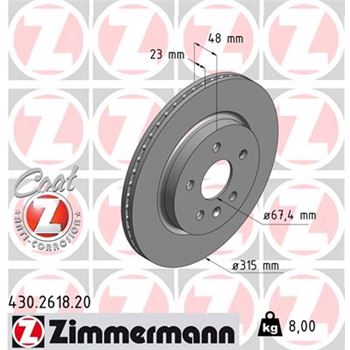 discos de freno coche - Disco de freno eje trasero (Gama COAT Z) ZIMMERMANN 430261820