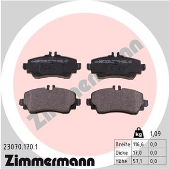 pastillas de freno coche - Juego de pastillas de freno ZIMMERMANN 230701701