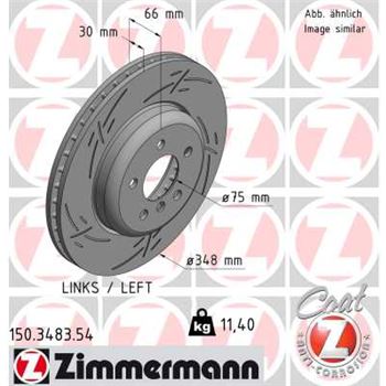 discos de freno coche - Disco de freno eje delantero, izquierda (Gama BLACK Z) ZIMMERMANN 150348354