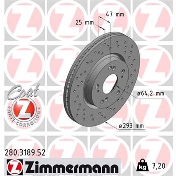 discos de freno coche - Disco de freno eje delantero (Gama SPORT COAT Z) ZIMMERMANN 280318952