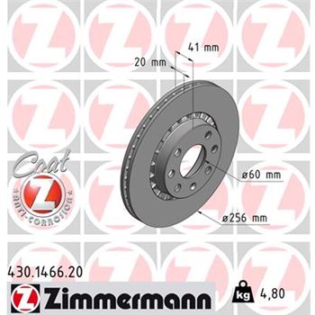 discos de freno coche - Disco de freno eje delantero (Gama COAT Z) ZIMMERMANN 430146620