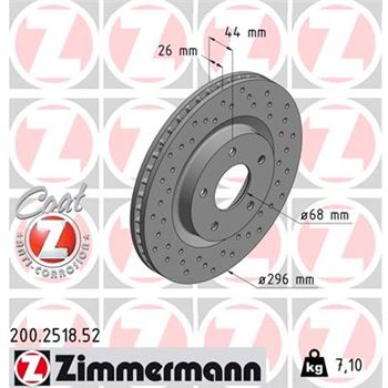 discos de freno coche - Disco de freno eje delantero (Gama SPORT COAT Z) ZIMMERMANN 200251852