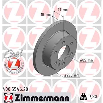 discos de freno coche - Disco de freno eje trasero (Gama COAT Z) ZIMMERMANN 400554620