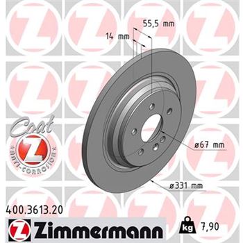 discos de freno coche - Disco de freno eje trasero (Gama COAT Z) ZIMMERMANN 400361320