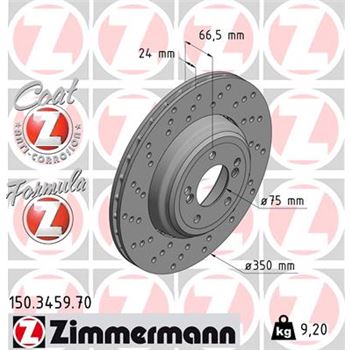 discos de freno coche - Disco de freno eje trasero, izquierda (Gama FORMULA Z) ZIMMERMANN 150345970