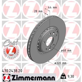 discos de freno coche - Disco de freno eje delantero (Gama COAT Z) ZIMMERMANN 470243820