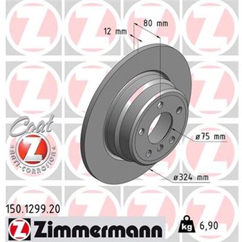 discos de freno coche - Disco de freno eje trasero (Gama COAT Z) ZIMMERMANN 150129920