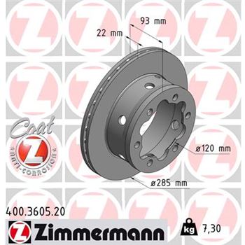 discos de freno coche - Disco de freno eje trasero (Gama COAT Z) ZIMMERMANN 400360520
