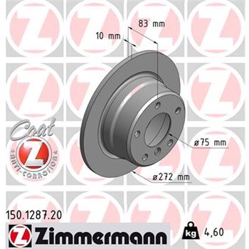 discos de freno coche - Disco de freno eje trasero (Gama COAT Z) ZIMMERMANN 150128720